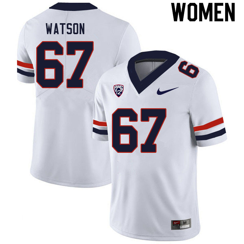 Women #67 David Watson Arizona Wildcats College Football Jerseys Sale-White - Click Image to Close